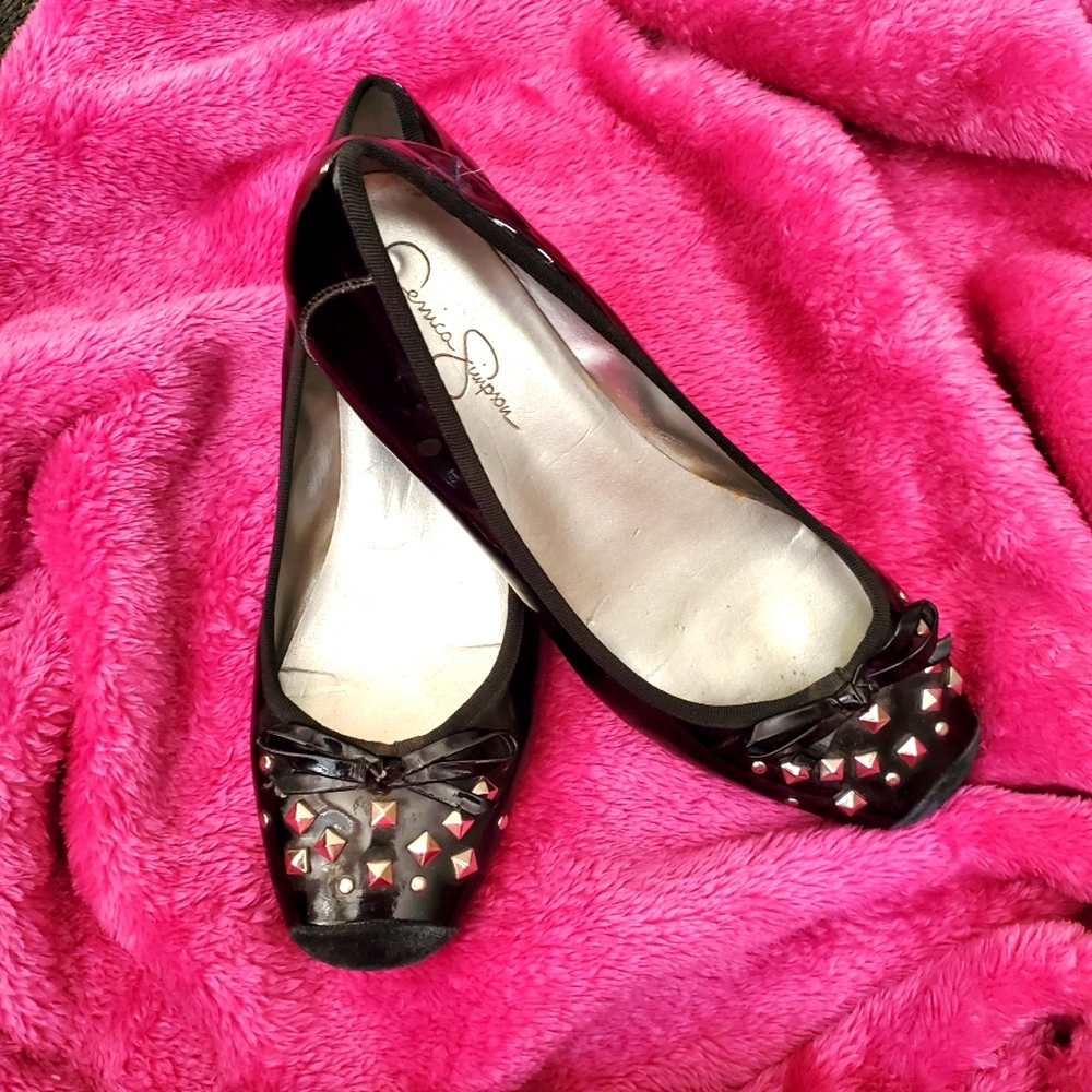 JESSICA SIMPSON studded black flats